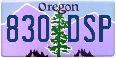OR license plate 830DSP