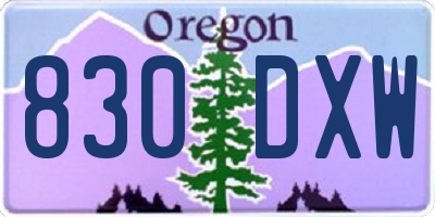 OR license plate 830DXW