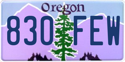 OR license plate 830FEW