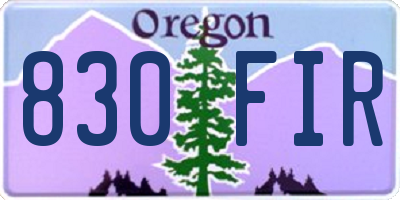 OR license plate 830FIR