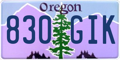 OR license plate 830GIK