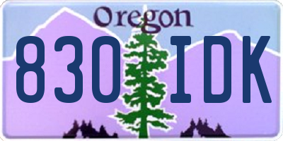 OR license plate 830IDK