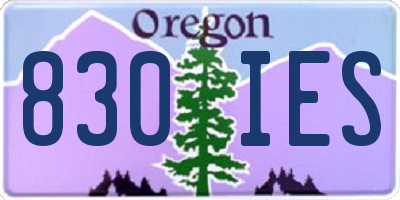 OR license plate 830IES