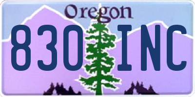 OR license plate 830INC