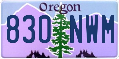 OR license plate 830NWM