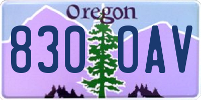 OR license plate 830OAV