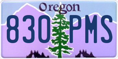 OR license plate 830PMS