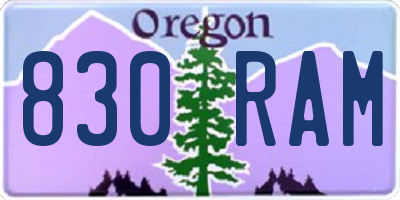 OR license plate 830RAM