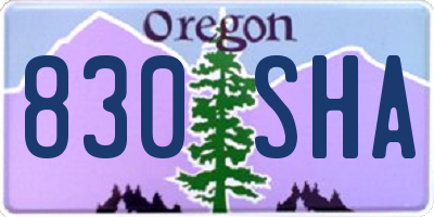 OR license plate 830SHA