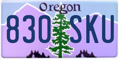 OR license plate 830SKU
