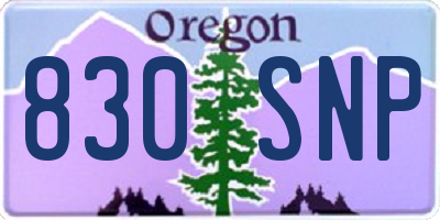 OR license plate 830SNP