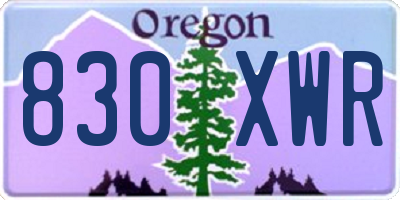 OR license plate 830XWR