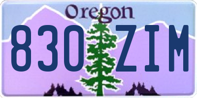OR license plate 830ZIM