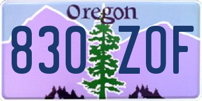 OR license plate 830ZOF