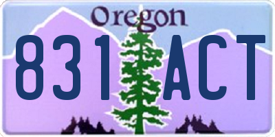 OR license plate 831ACT