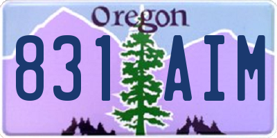 OR license plate 831AIM