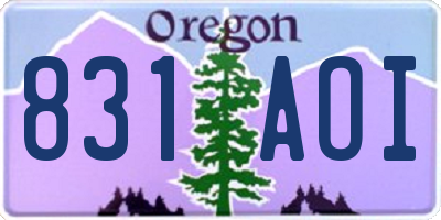 OR license plate 831AOI