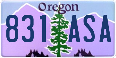 OR license plate 831ASA
