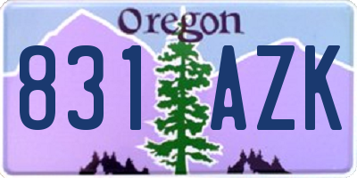 OR license plate 831AZK