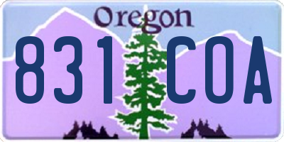 OR license plate 831COA
