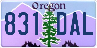 OR license plate 831DAL