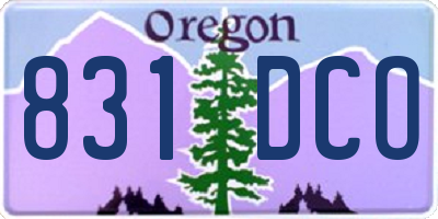 OR license plate 831DCO