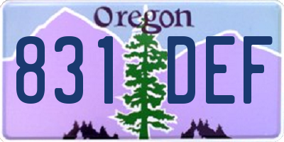 OR license plate 831DEF
