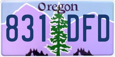 OR license plate 831DFD