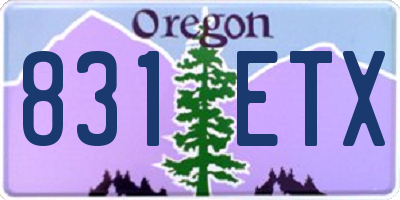 OR license plate 831ETX