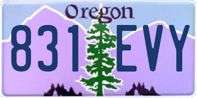 OR license plate 831EVY