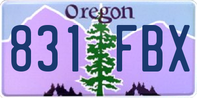 OR license plate 831FBX