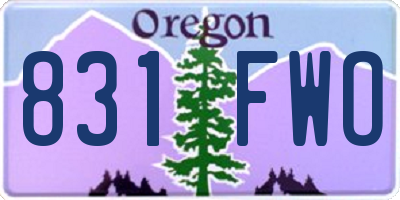 OR license plate 831FWO