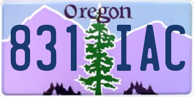 OR license plate 831IAC