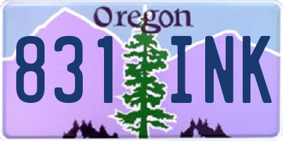 OR license plate 831INK