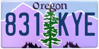 OR license plate 831KYE