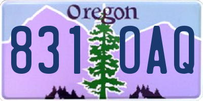 OR license plate 831OAQ