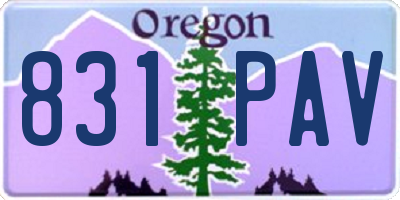OR license plate 831PAV