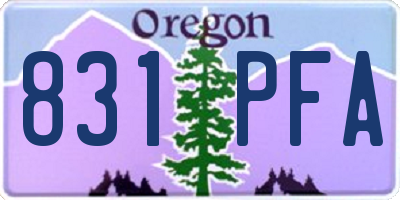 OR license plate 831PFA