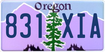 OR license plate 831XIA