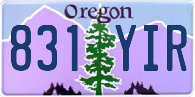 OR license plate 831YIR