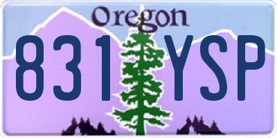 OR license plate 831YSP