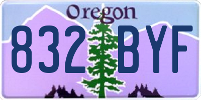 OR license plate 832BYF