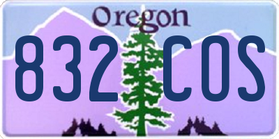 OR license plate 832COS