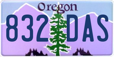 OR license plate 832DAS