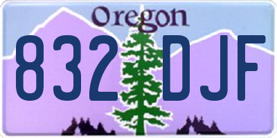 OR license plate 832DJF