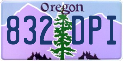 OR license plate 832DPI