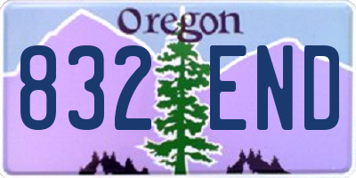 OR license plate 832END