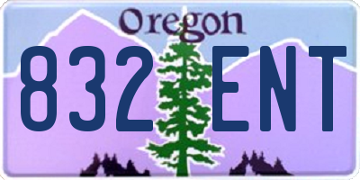 OR license plate 832ENT