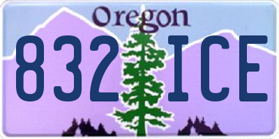 OR license plate 832ICE