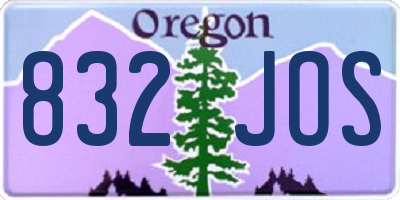 OR license plate 832JOS